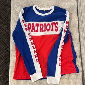 Junk Food Clothing Patriots Long Sleeve Tee - Red, Blue, and White